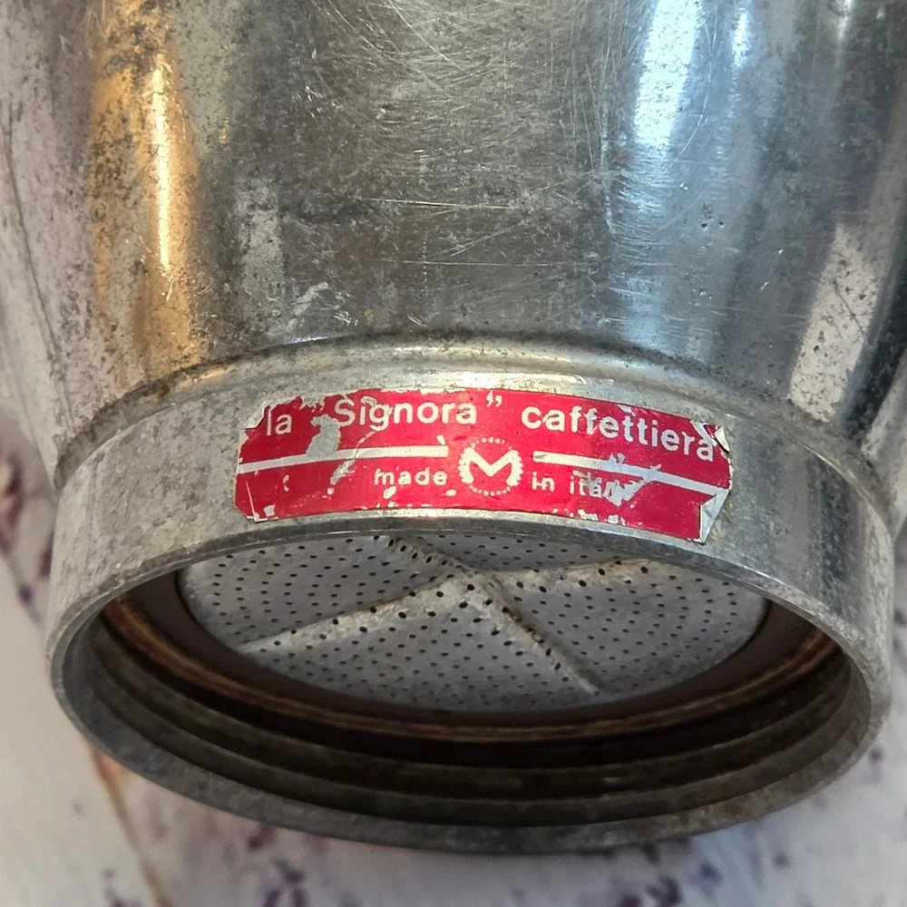 La Signora Moka Pot Espresso Maker Silver Good Vintage Italian Aluminum